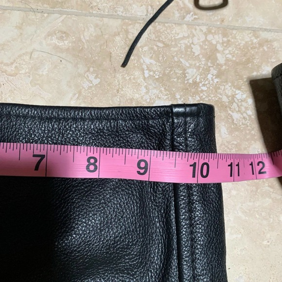 Thick Leather! Biker Chaps First MFG Co Unisex Vintage Biker Chaps Black Mens XS - Picture 11 of 11